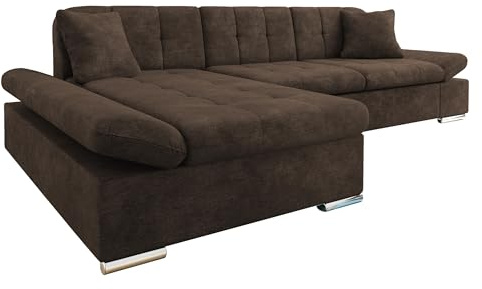 Mirjan24 Ecksofa Montana mit Regulierbare Armlehnen, Eckcouch, L-Form Sofa, Wohnlandschaft, Couch, Farbauswahl (Lumo 40, Seite: Links)