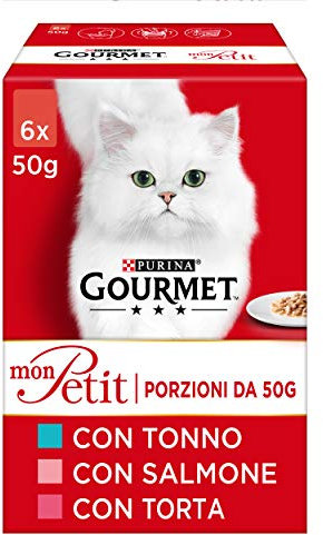 Purina Gourmet Mon Petit Umido Gatto con Tonno, Salmone e Trota 48 Buste da 50g Ciascuna (8 Packs of 6 x 50g)