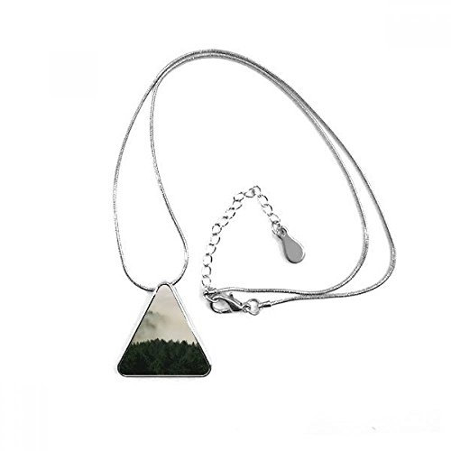 DIYthinker Halskette mit Anhänger in Dreiecksform, Bergnebel, Wald, Wolke, Himmel, Schmuck mit Kette, Dekoration, Geschenk