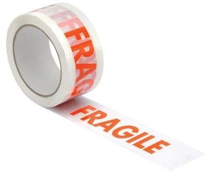 New. Printed Tape Fragile Polypropylene 50mmx66m Red on White [Pack 6]