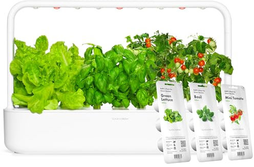 Click and Grow Indoor Garten, einfacher als Hydroponisches anzuchtsystem, Smart Garden mit LED, kräutergarten, Indoor gewächshaus mit 9 Plant pods dabei (weiß)