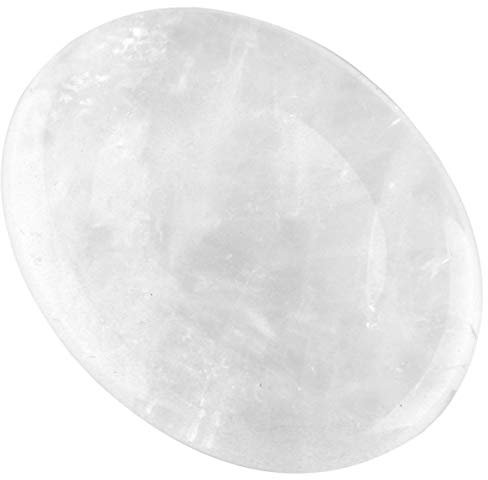 mookaitedecor Bergkristall Daumenstein Kristall Edelstein Massagestein mit Mulde, Handschmeichler für Heilung Reiki, Größe ca. 45 x 35 x 8 mm (Pack von 2 Stück)