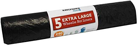 Kingfisher BB5WB 240 Litre Grande Sacs Poubelle/Sac à Ordures Ménagères Noir (5 x 5 Sacs)