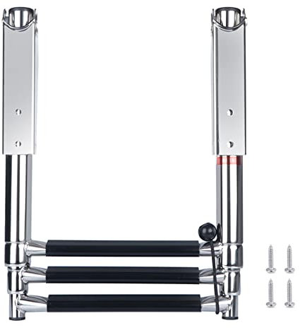 Prairie Escabeau télescopique en métal à 3 marches Extensibles en Acier Inoxydable pour Bateau, Yacht, Piscine