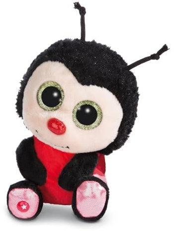 NICI Glubschis Kuscheltier Marienkäfer Lily May 15cm, Plüschtier mit großen Glitzeraugen 45559, schwarz/rot