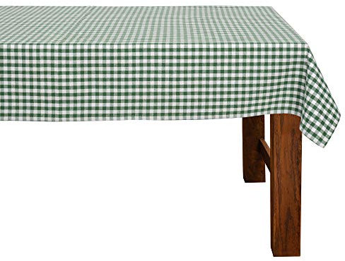 FILU Tischdecke 140 x 220 cm Dunkelgrün/Weiß kariert (Farbe und Größe wählbar) - hochwertig gefertigtes Tischtuch aus 100% Baumwolle
