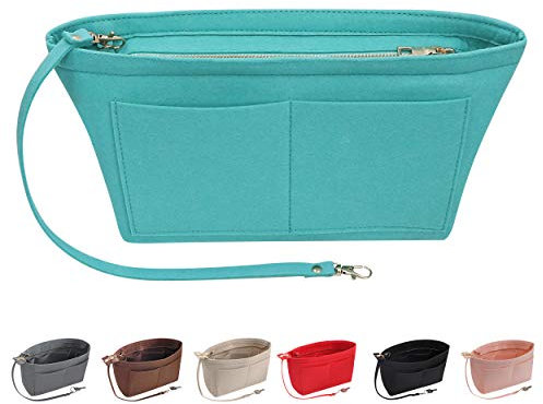 Soyizom Filz Handtasche Organizer Geldbörse Organizer Filz Insert Bag Organizer Multi Pockets Einkaufstasche in Tasche für Frauen (Mittel,Grün)