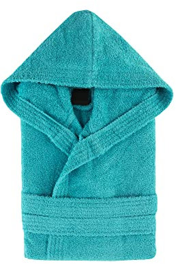 Top Towel Elegant-Accappatoio per Donna e Uomo 100% Cotone, 500 g/m² -Opzione con o Senza Cappuccio-Morbido e Assorbente per Doccia, Spa e Piscina, Acquamarina, L Unisex-Adulto