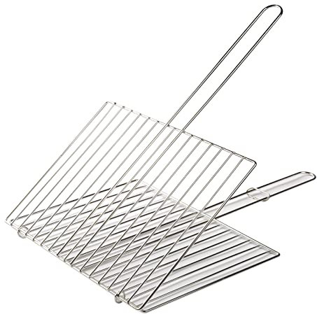 BeBeeQ Edelstahl Grillkorb Gegrillter Fisch Gegrilltes Hähnchen Gegrilltes Steak 40 * 30cm Kann Recycelt Werden, Silber