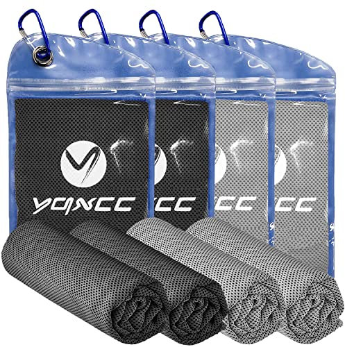 YQXCC 4 Pack Cooling Towel (120x30 cm) Ice Towel for Neck, Microfibre Cool, Soft Breathable Chilly for Yoga, Golf, Gym, Camping, Running, Workout & More Activities