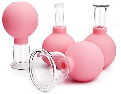 EEzyzy Set di 4 mini coppette massaggianti per il viso, set di coppettazione in silicone per massaggi facciali, set di coppettazioni in silicone per massaggi a vuoto