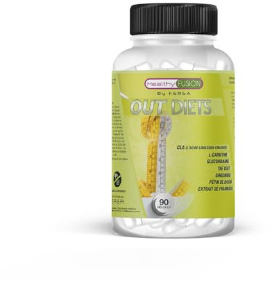 Healthy Fusion, Out Diets | Accélère la combustion des graisses, réduit l'appétit et stimule le métabolisme | Perte de poids rapide et efficace | L-Carnitine + CLA + Caféine | 90 gélules