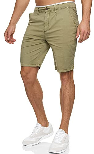 Indicode Herren INSan Chino Shorts mit 4 Taschen aus 98% Baumwolle | Bermuda Sommershorts für Männer Covert Green, XL