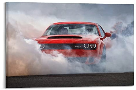 ZONDER Sportwagen-Poster für Dodge Challenger SRT Demon Racing Car Hyper CarPoster dekorative Malerei Leinwand Wand und Kunstbild Druck Moderne Familie Schlafzimmer Dekor 30 x 45 cm