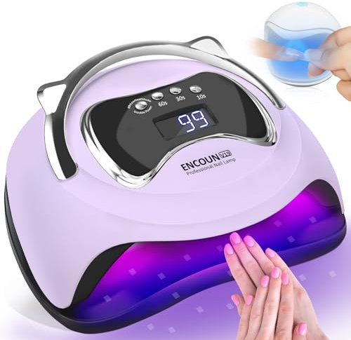 ENCOUN 180W Lampe UV Ongles Gel, Portable Séchoir à Ongles Professionnel Automatique, UV LED Lampes Ongless avec Poignée, Mini Lampess à Ongless UV LED, avec Capteur Automatique pour Toutes Les Gels