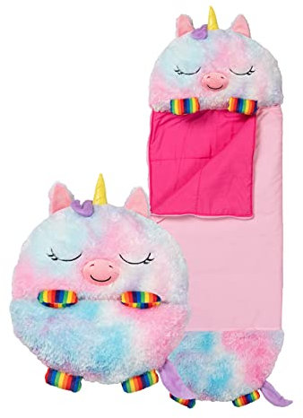 Happy Nappers Unisex Jugend Kids Sleeping Bag Schlafsack, Regenbogen-Einhorn, Large 7+ Yrs