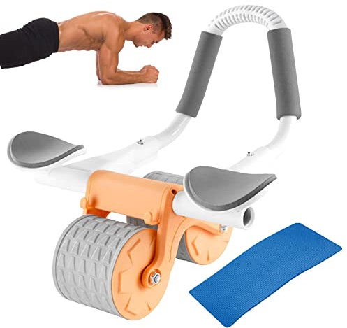 Automatischer Rebound-Bauchroller, Bauchtrainingsrad für das Fitnessstudio, Ab-Roller-Übungsrad mit dicker Kniepolstermatte, Doppelrad-Bauchrad-Haushalts-Bauchtrainer für Anfänger bei der Rumpfarbeit