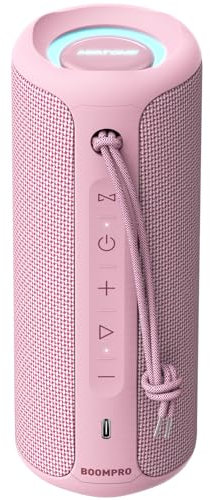 MIATONE Bluetooth Speaker 36W Portable Speakers with Stereo Sound Bass, Bluetooth 5.3 Wireless Speaker USB Type C Outdoor, 5000mAh 16H Playtime IPX7 Waterproof Speaker for Home (Pink)