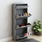 [en.casa] Zapatero de Pared Sokndal Organizador de Zapatos con 3 Puertas para 6 Pares y 1 Compartimento Pequeño Mueble de Calzados para Entrada Pasillo Metal 118 x 50 x 15 cm - Gris
