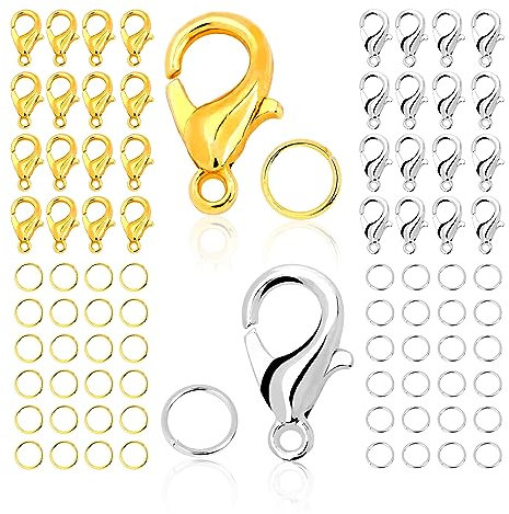 Verschlüsse für Armbänder,moinkerin 100 Stücke Armband Verschluss(Gold und Silber) mit 200 Biegeringe,Kettenverschluss Armband Verschlüsse für Schmuckherstellung