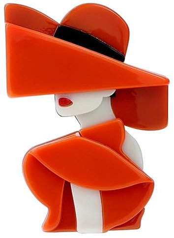 YAHOYA Acrylique Grand Chapeau Élégant Lady Broches pour Femmes 2 Couleurs Fille Moderne Figure Party Bureau Broche Pin Cadeaux Vintage Accessoires