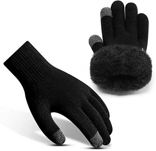 Rahhint Winterhandschuhe Herren Damen Touchscreen Thermohandschuhe Warme Wollstrickhandschuhe mit Fleecefutter