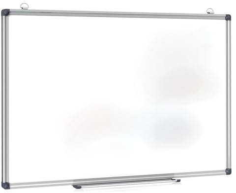 NTEK Magnetic Whiteboard | School Home Office Dry Wipe | Large Magnetic Whiteboard Dry Wipe Office Meeting School | Pen Tray Aluminium Trim Dry Wipe Whiteboard, Duster Markers & Magnets (700 X 500 MM)