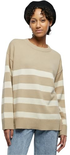 Urban Classics Damen Sweatshirt Ladies Striped Knit Crew Sweater wetsand/Sand M