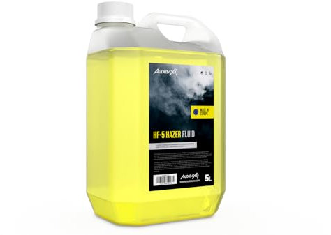 Audibax HF-5 Hazer Fluid 5 litres - Liquide Brumeux pour Machines à Fumée - Fluide Naturel pour Machine à Brouillard et à Fumée - sans Fanger pour la Respiration et sans Produits Chimiques Dangereux