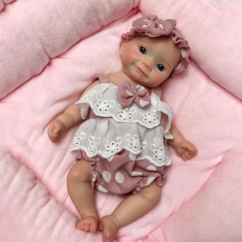 Abenduot Reborn Baby Dolls Silicone Full Body -11inch Full Solid Silicone Realistic Newborn Baby Dolls Flexible Poseable Real Life Baby Dolls Girl
