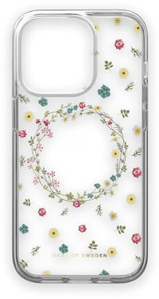IDEAL OF SWEDEN Durchsichtige Handyhülle mit erhöhten Kanten und Nicht vergilbenden Materialien, fallgetesteter Schutz mit transparentem Finish, kompatibel mit iPhone 14 Pro (Petite Floral)