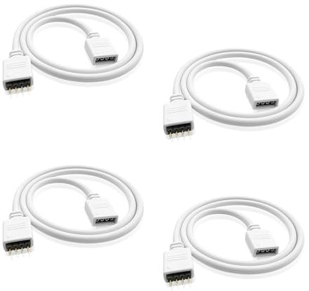 iYueMps LED Strip Verlängerung Kabel,4 Stück 0,3m LED Kable Verlängerung Anschluss Kabel für 3528 5050 2835 RGB LED Strip Led Streifen 4 pin DIY Zubehör (Weiß)