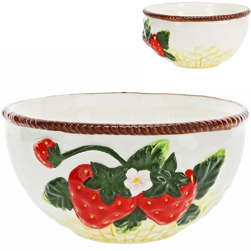 alles-meine.de GmbH Geschirr - Erdbeere - Artikel frei wählbar - Schale - Schüssel - 3D Effekt - 800 ml - Porzellan Keramik - Müslischale - Suppenschale - Dessertschale - Porzell..