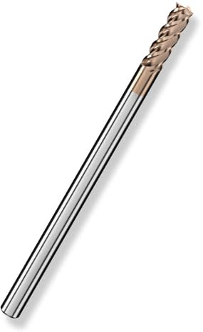 Cleqee 1 fraise à queue en carbure de tungstène, fraise carrée de 3 mm, revêtement AlTiN, 4 lames de foret hélicoïdal CNC, longueur de la lame 7 mm x longueur totale 50 mm x diamètre de la tige 3 mm