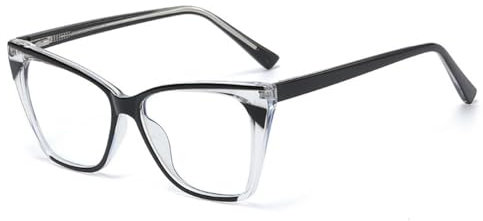 LVTFCO Luxus-Brille für Damen und Herren, modisch, Cat-Eye-Brillengestell, Büro-Blockierung, weiß, schwarz, Einheitsgröße