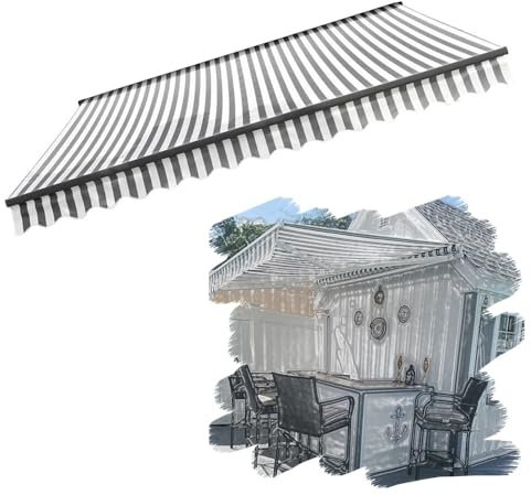 HAEKEBC Außen Einziehbare Terrassenmarkise Ersatzstoff Sonnenschutz Markisenbespannung, Klemmmarkise Ersatz-Markisenstoff, Wasserdichter Polyester, Viele Größen(6.5x5ft/200x150cm)