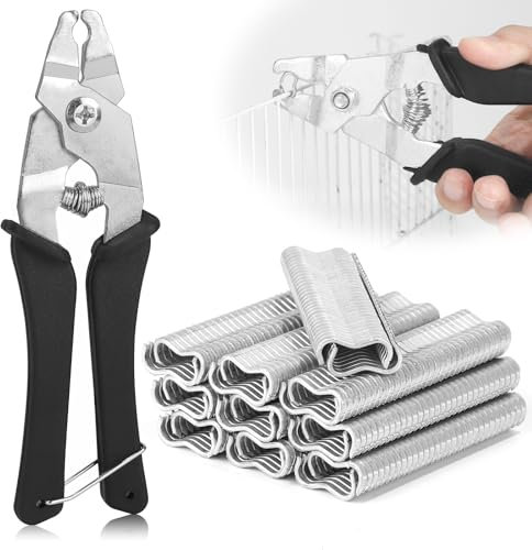 DBREAKS Wurstclipper Zange, Hog Ringzange, Sprengringzange mit 1200 Clips, Wurstclipper Set Zaunzange Hog Ring Zange, für Matratzen Auto Kissen Zäune Pet Käfige