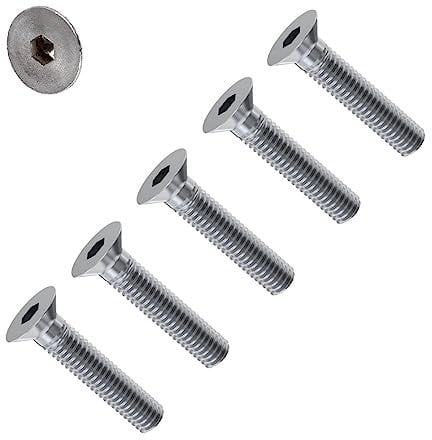TERF® M8 X 60mm Hex Socket Countersunk Machine Screws Stainless Steel A2 (304) Machine Screw M8 (8mm) X 60mm Allen Key Hexagonal Socket Countersunk Bolts - Pack of 10
