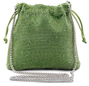 MICHELLE MOON Handtasche Damen Klein Elegant mit Glitzer | Abendtasche Grün | Clutch Grün für Hochzeit, Party und besondere Anlässe | Handtasche Damen Grün mit abnehmbarer Schulterkette
