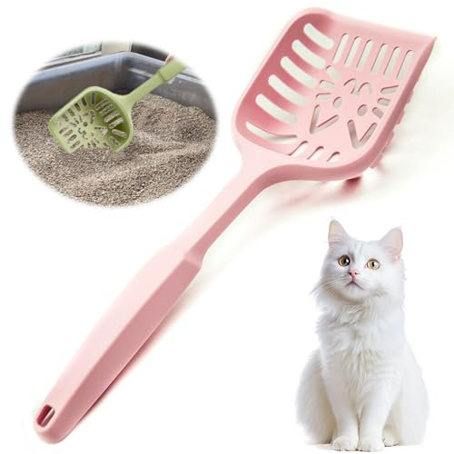Petopedia Strong Cat Litter Scoop Plastic Cat Litter Shovel Cat Poop Scoop Cat Litter Tray Scoop Handy Sand Sifter Poop Sieve Cleaning Tool Shovel Scoop Cat Scoop (Pink, Large)