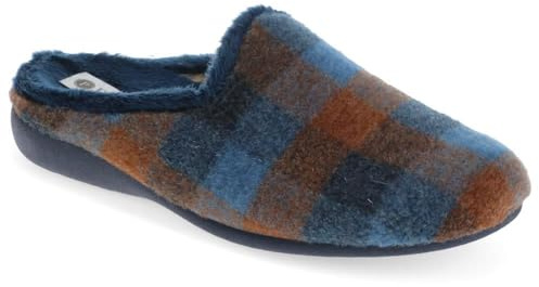 Pavers Warm-Lined Mule Slippers - Navy Size 8