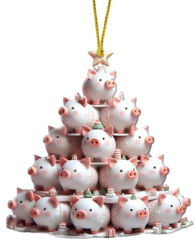 Tierschmuck für Weihnachtsbaum, Baumschmuck, -Acryl-Anhänger, Baum, Frosch und Huhn, kreativ, humorvoll, Cartoon-Ornament, lustige Ornamente