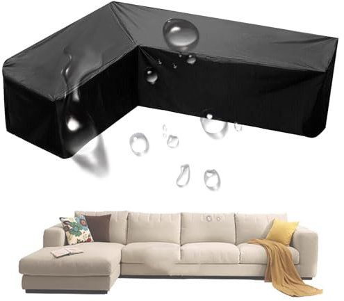Gartenmöbel Abdeckung Winterfest L/V-Form,Wasserdicht Schutzhülle für Loungemöbel L-form,210D Oxford Staubdicht Abdeckplane für Gartenmöbel Ecksofa Outdoor(Size:L Shape:(right facing)270×200cm,Color: