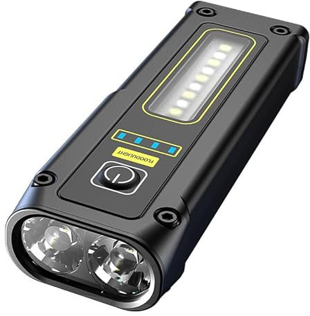 Okaywork linterna multifuncional LED recargable con imán 7 modos luz de trabajo con luz roja advertencia y indicadora batería COB banco de energía impermeable para taller coche emergencia camping