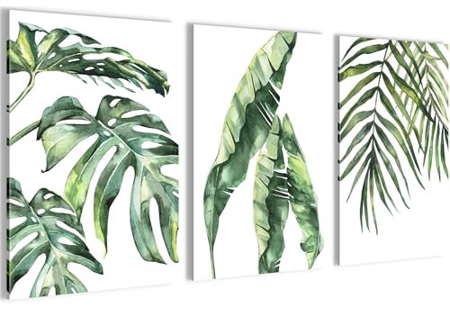 Novart Tableaux Decoration murale Plantes Vert Blanc - PAS DE CADRE NÉCESSAIRE - Salon Chambre Couloir XXL - N038436a