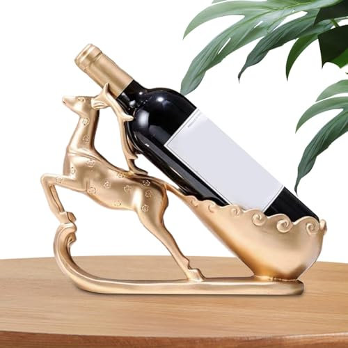 Elch Wein Flaschenhalter, Hirsch Weinregal,Rentier Trolley Statue Skulptur Weinflaschenhalter | Vintage Harz Weinregal Display für Weihnachten Tischdekoration