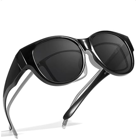 SIPHEW Überzieh Sonnenbrillen polarisiert für Damen und Herren, Groß-Überbrille für Brillenträger mit UV400 Schutz, runde Form passend über normale Brillen