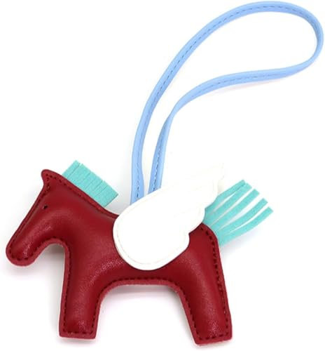 Niedliche Schlüsselanhänger für Frauen Veganes Leder Tasche Charms Geldbeutel Charms für Handtaschen Preppy-Zeug Designer Autozubehör (Claret-rot)