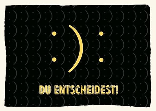 Motivations-Postkarte mit Spruch Wähle Glück - Gelb & Schwarz, Smiley Design, Positivität & Lebensfreude, Inspirierende, Minimalistische Papeterie