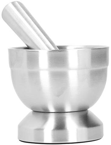 Mörtel und Stößel Set, Edelstahl große Kapazität Knoblauchpresse Mühle für Küche (Groß)